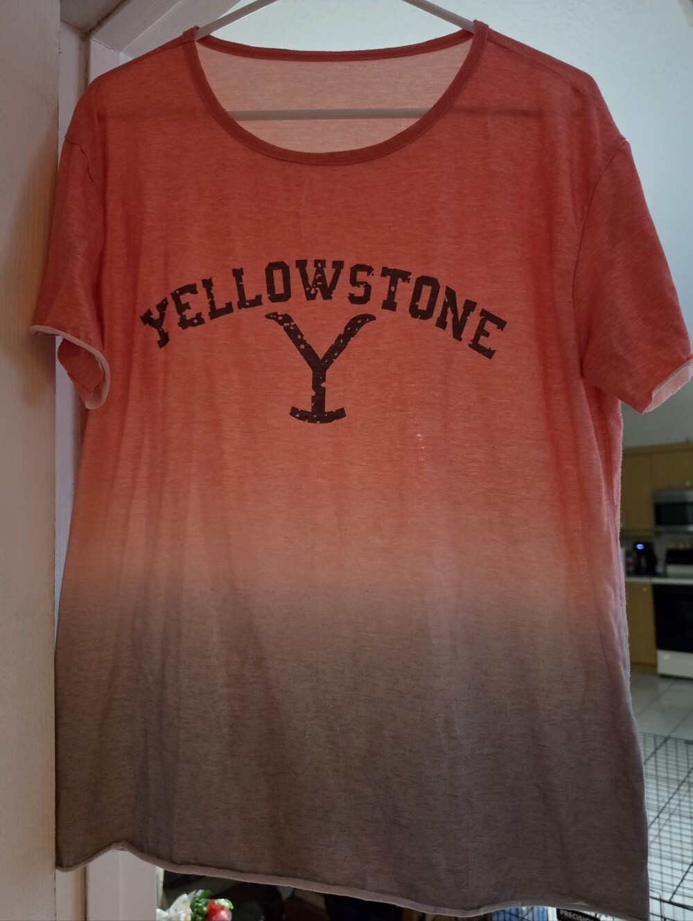 Yellowstone Large Short Sleeve Tee - Coral and Gray